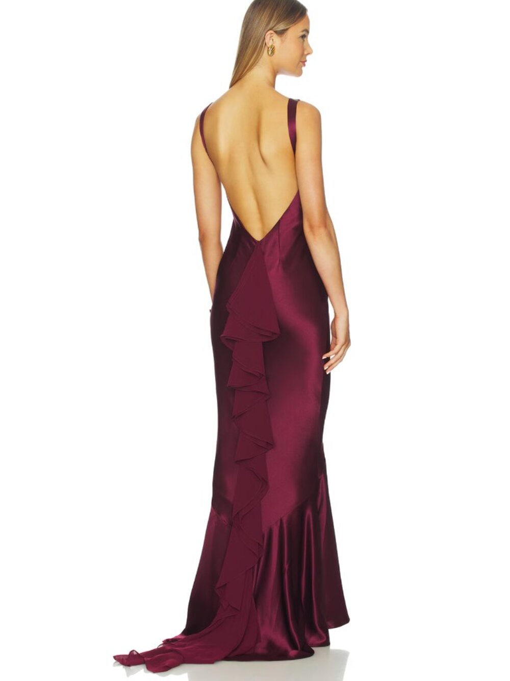 retrofete Ambrosia Maxi Dress in Port Purple Red Formal Backless Gown Medium M